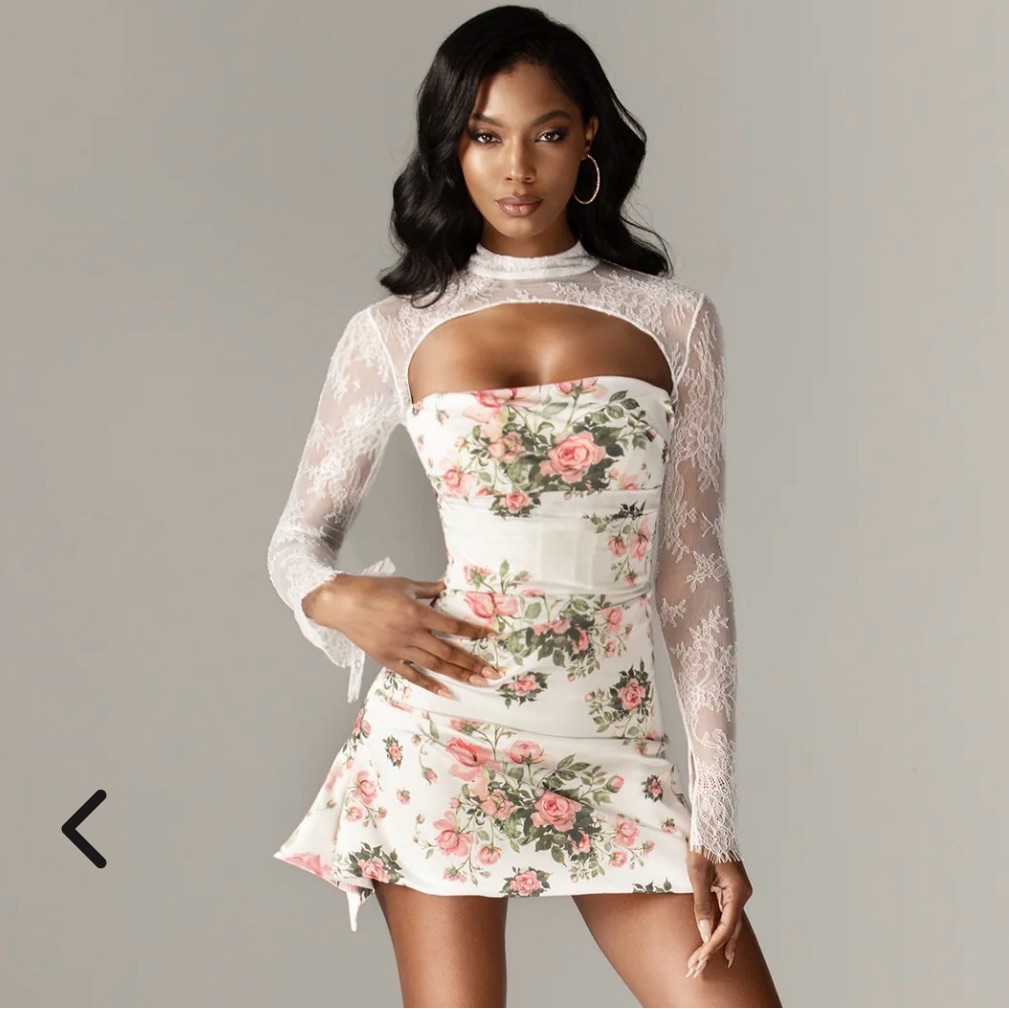Aliava Floral Lace Long Sleeve Dress